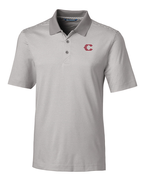 Cincinnati Reds City Connect Cutter & Buck Forge Tonal Stripe Stretch Mens Big and Tall Polo POL_MANN_HG 1