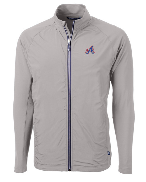 Atlanta Braves City Connect Cutter & Buck Adapt Eco Knit Hybrid Recycled Mens Big & Tall Full Zip Jacket POL_MANN_HG 1