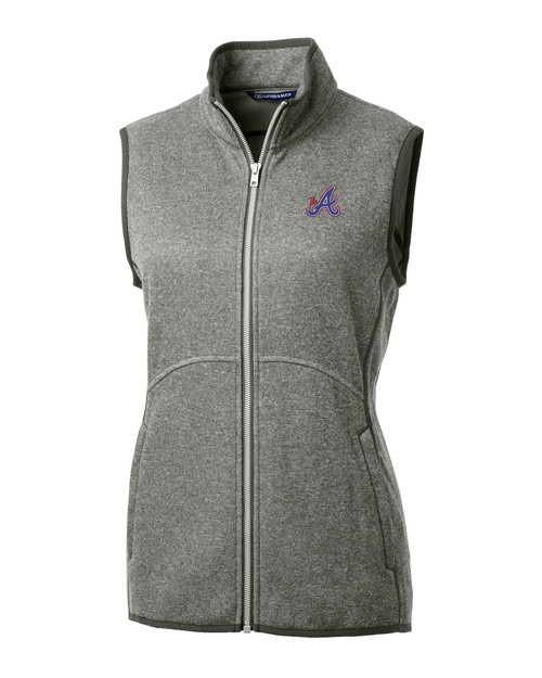 Atlanta Braves City Connect Cutter & Buck Mainsail Sweater Knit Womens Full Zip Vest POH_MANN_HG 1