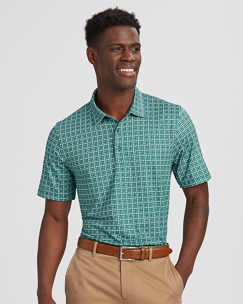 Cutter & Buck Pike Houndstooth Polo Seaweed Front