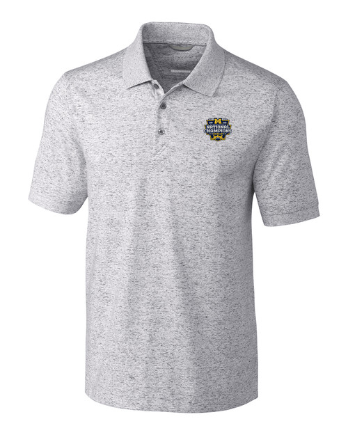 Michigan Wolverines 2023 College Football National Champions Cutter & Buck Advantage Tri-Blend Space Dye Mens Big and Tall Polo EG_MANN_HG 1