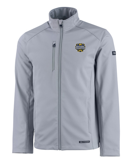 Michigan Wolverines 2023 College Football National Champions Cutter & Buck Evoke Eco Softshell Recycled Full Zip Mens Jacket CNC_MANN_HG 1