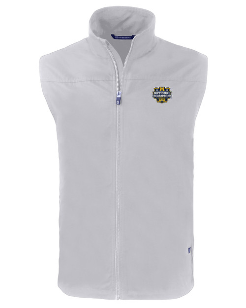 Michigan Wolverines 2023 College Football National Champions Cutter & Buck Charter Eco Full-Zip Mens Big & Tall Vest POL_MANN_HG 1