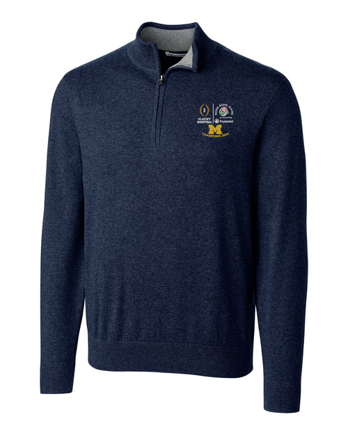 Men's Antigua Navy Michigan Wolverines College Football Playoff 2024 Rose  Bowl Generation Quarter-Zip Pullover Top