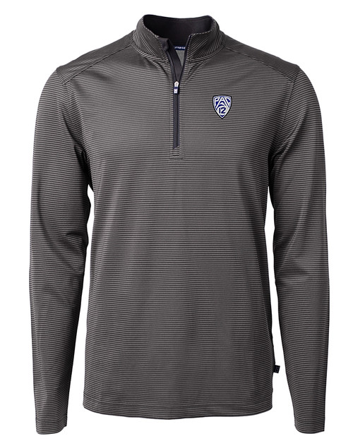 PAC-12 Conference Cutter & Buck Virtue Eco Pique Micro Stripe Recycled Mens Big & Tall Quarter Zip BLEG_MANN_HG 