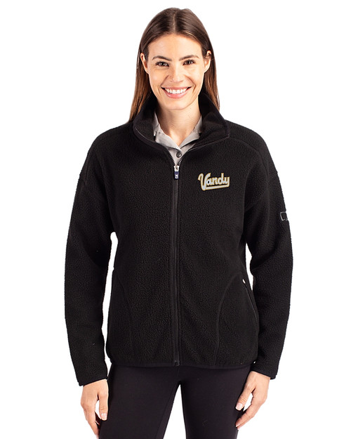 Vanderbilt Commodores College Vault Cutter & Buck Cascade Eco Fleece Womens Full Zip Jacket Black Front