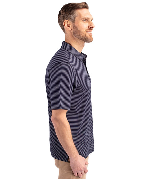 North Carolina Tar Heels College Vault Cutter & Buck Forge Pencil Stripe Stretch Mens Big and Tall Polo Liberty Navy Side