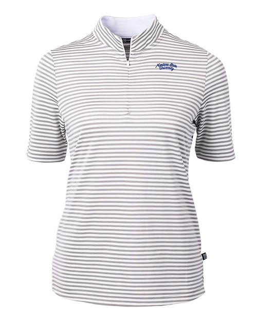 Montana State Bobcats College Vault Cutter & Buck Virtue Eco Pique Stripe Recycled Womens Top POL_MANN_HG 