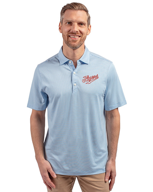 Dayton Flyers College Vault Cutter & Buck Forge Eco Double Stripe Stretch Recycled Mens Polo Atlas/White Front