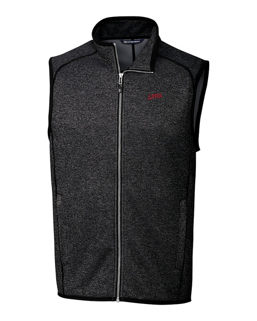 SMU Mustangs College Vault Cutter & Buck Mainsail Sweater-Knit Mens Full Zip Vest CCH_MANN_HG 