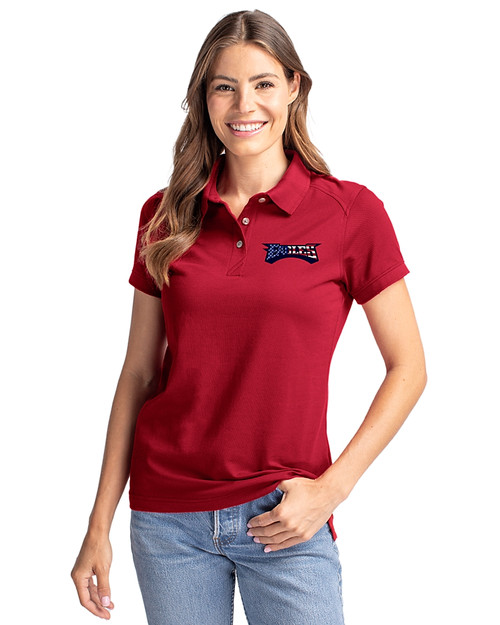 Philadelphia Eagles Americana Cutter & Buck Advantage Eco Tri-Blend Pique Womens Polo Cardinal Red Front