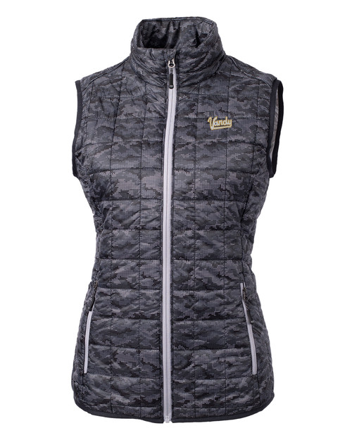 Vanderbilt Commodores College Vault Cutter & Buck Rainier PrimaLoft® Womens Eco Insulated Full Zip Printed Puffer Vest BL_MANN_HG 1