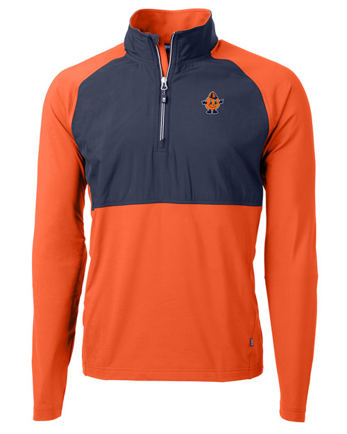 Syracuse Orange College Vault Cutter & Buck Adapt Eco Knit Hybrid Recycled Mens Quarter Zip CLON_MANN_HG 1