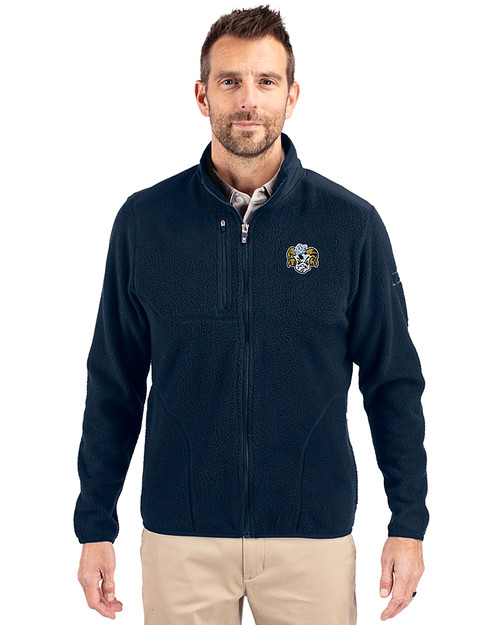 North Carolina Tar Heels College Vault Cutter & Buck Cascade Eco Fleece Mens Full Zip Jacket Navy Blue Front
