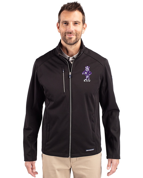 Kansas State Wildcats Wabash Vintage Cutter & Buck Evoke Softshell Recycled Full Zip Mens Jacket Black Front