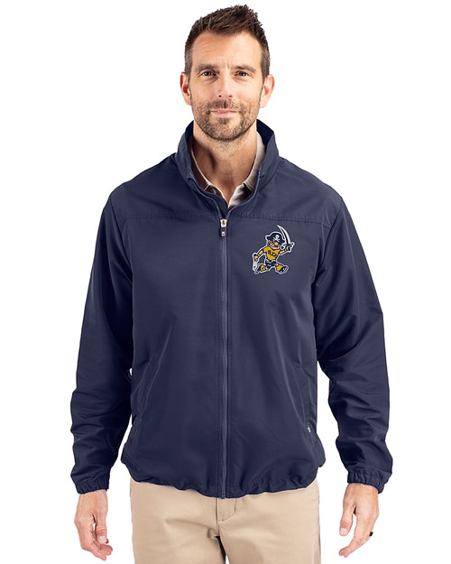 ETSU Buccaneers College Vault Cutter & Buck Charter Eco Recycled Mens Full-Zip Jacket Navy Blue Front