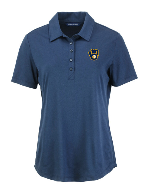 Milwaukee Brewers Cutter & Buck Coastline Epic Comfort Eco Recycled Womens Polo NVBU_MANN_HG 1