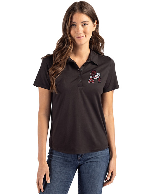 Arkansas Razorbacks College Vault Cutter & Buck Coastline Epic Comfort Recycled Womens Polo Black Front