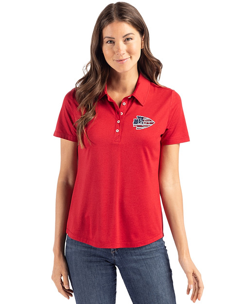 Kansas City Chiefs Americana Cutter & Buck Coastline Epic Comfort Recycled Womens Polo Cardinal Red Front