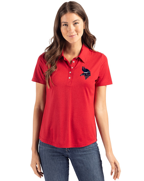 Minnesota Vikings Americana Cutter & Buck Coastline Epic Comfort Recycled Womens Polo Cardinal Red Front