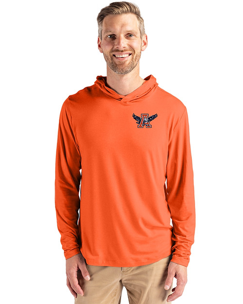 Auburn Tigers College Vault Cutter & Buck Coastline Epic Comfort Recycled Mens Hooded Shirt College Orange Front