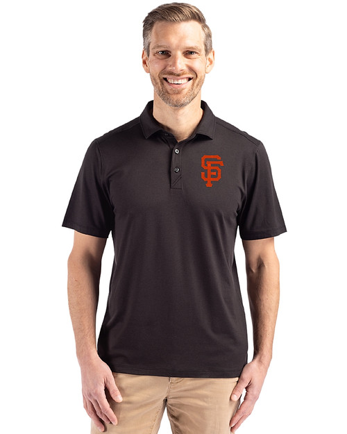 San Francisco Giants Cutter & Buck Coastline Epic Comfort Recycled Mens Polo Black Front