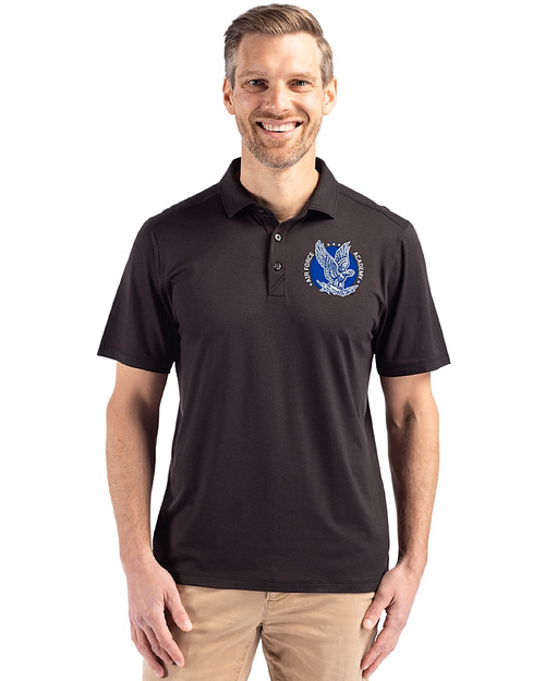 Air Force Falcons College Vault Cutter & Buck Coastline Epic Comfort Recycled Mens Polo Black Front