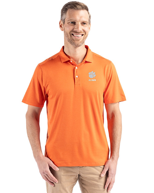 Clemson Tigers Alumni Cutter & Buck Coastline Epic Comfort Recycled Mens Polo College Orange Front