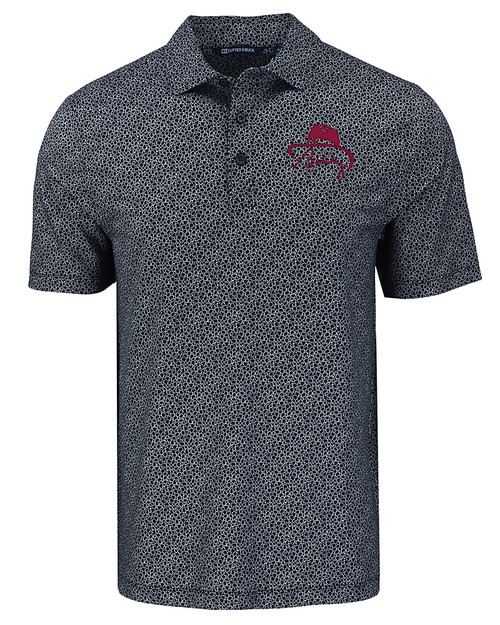 FSU Bobby Bowden Cutter & Buck Pike Eco Pebble Print Stretch Recycled Mens Polo BLWH_MANN_HG 
