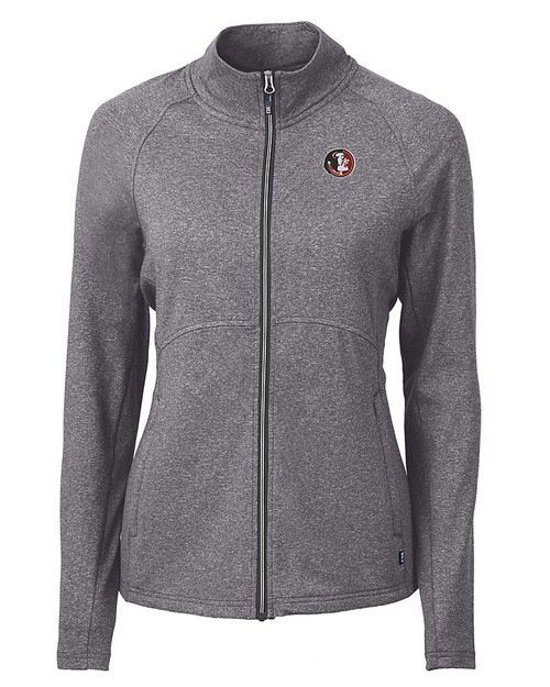 Florida State Seminoles College Vault Cutter & Buck Adapt Eco Knit Heather Recycled Womens Full Zip BLH_MANN_HG 