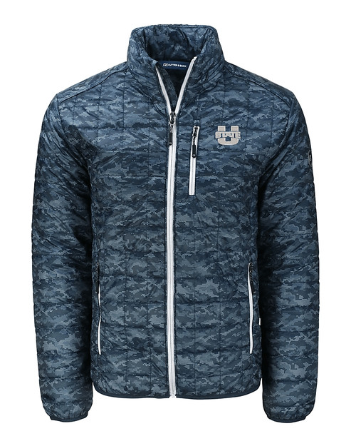Utah State Aggies Cutter & Buck Rainier PrimaLoft® Mens Eco Insulated Full Zip Printed Puffer Jacket DN_MANN_HG 