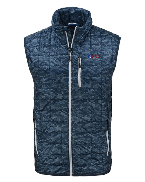 Fairleigh Dickinson Knights Cutter & Buck Rainier PrimaLoft® Mens Eco Insulated Full Zip Printed Puffer Vest DN_MANN_HG 