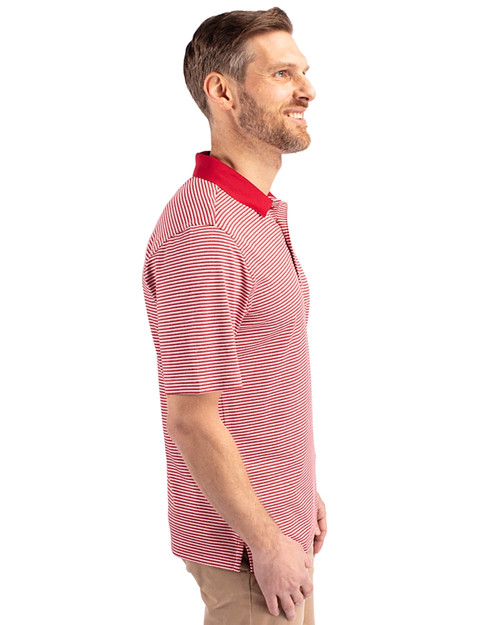 Green Bay Packers Americana Cutter & Buck Forge Tonal Stripe Stretch Mens Big and Tall Polo Cardinal Red Side