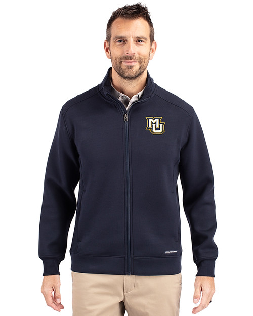 Marquette Golden Eagles Cutter & Buck Roam Eco Recycled Full Zip Mens Big & Tall Jacket Navy Blue Front