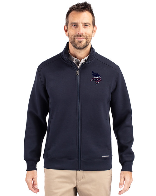 Minnesota Vikings Americana Cutter & Buck Roam Eco Recycled Full Zip Mens Big & Tall Jacket Navy Blue Front