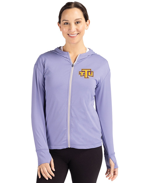 Tennessee Tech Golden Eagles Cutter & Buck Daybreak Eco Recycled Womens Full Zip Hoodie Hyacinth Front