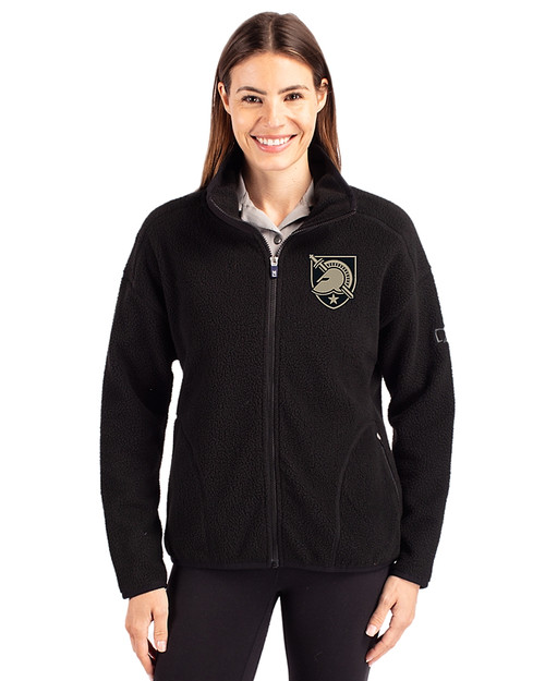 Army Black Knights Cutter & Buck Cascade Eco Fleece Womens Full Zip Jacket Black Front