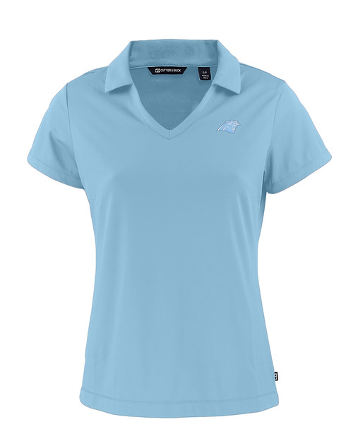 Carolina Panthers Mono Cutter & Buck Daybreak Eco Recycled Womens V-neck Polo Atlas Light Blue Mannequin