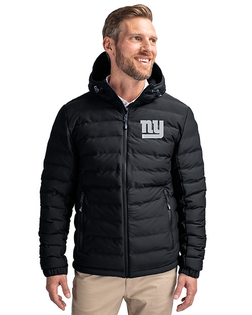 New York Giants Mono Cutter & Buck Mission Ridge Repreve® Eco Insulated Mens Puffer Jacket Black Front
