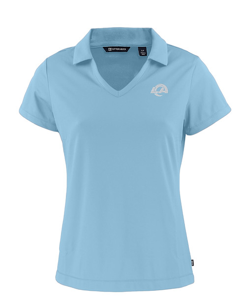 Los Angeles Rams Mono Cutter & Buck Daybreak Eco Recycled Womens V-neck Polo Atlas Light Blue Mannequin