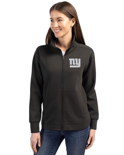 New York Giants Mono Cutter & Buck Roam Epic Versatility Full Zip Recycled Womens Jacket Black Front