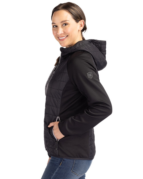 Los Angeles Chargers Mono Cutter & Buck Rainier Primaloft Womens Eco Full Zip Hybrid Jacket Black Side