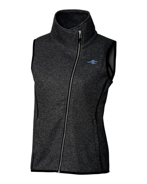 James Clemens High School Cutter & Buck Mainsail Sweater-Knit Womens Full Zip Asymmetrical Vest Charcoal Heather Mannequin