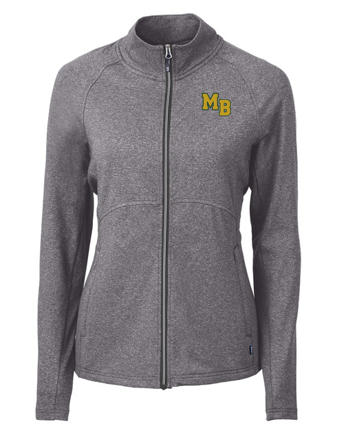 Mountain Brook High School Cutter & Buck Adapt Recycled Soft Knit Stretch Womens Heathered Full Zip Jacket Black Heather Mannequin