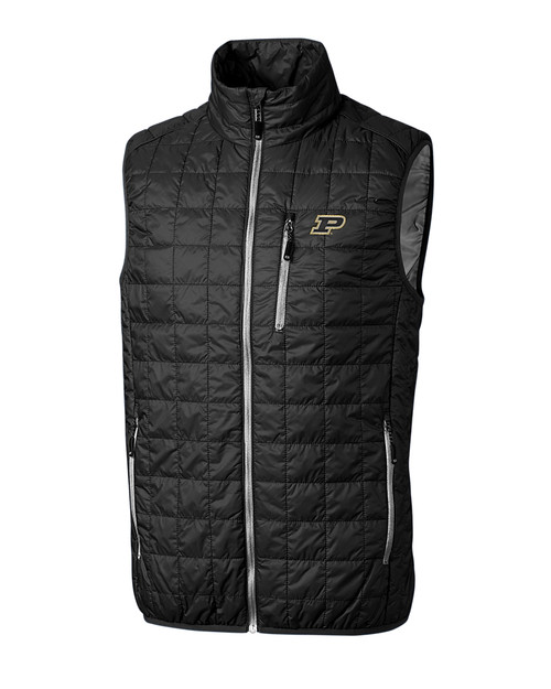 Purdue Boilermakers Cutter & Buck Rainier PrimaLoft® Mens Big and Tall Eco Insulated Full Zip Puffer Vest BL_MANN_HG 