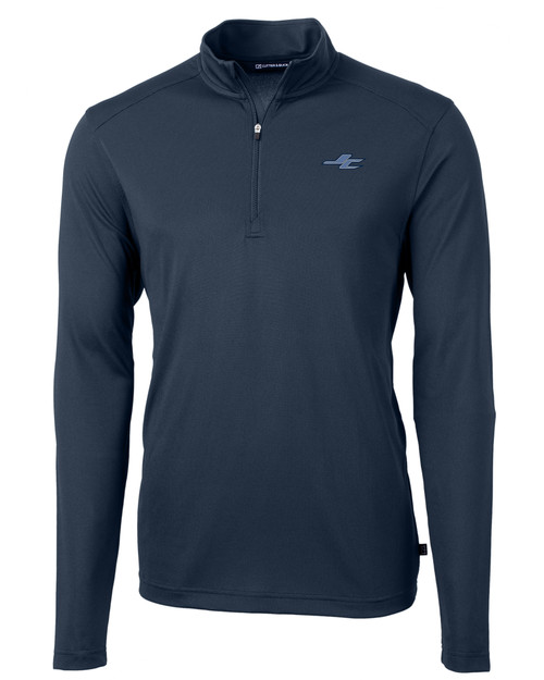 James Clemens High School Cutter & Buck Virtue Recycled Featherlight Pique Mens Quarter Zip Pullover Navy Blue Mannequin