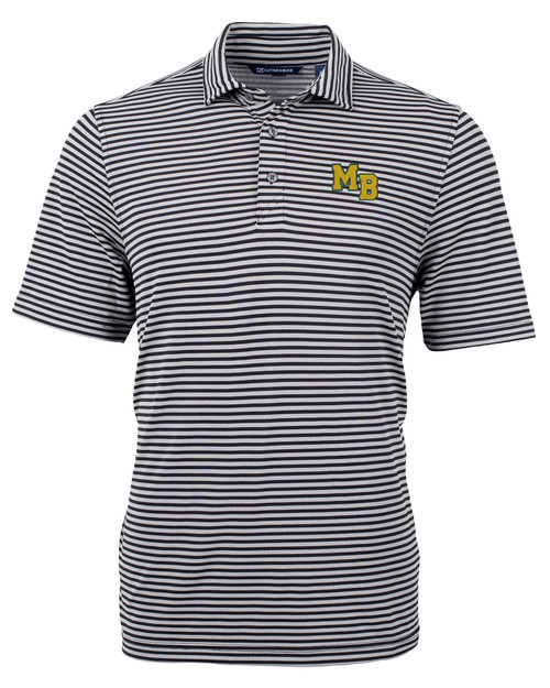 Mountain Brook High School Cutter & Buck Virtue Recycled Stripe Featherlight Pique Mens Big & Tall Polo Black Mannequin