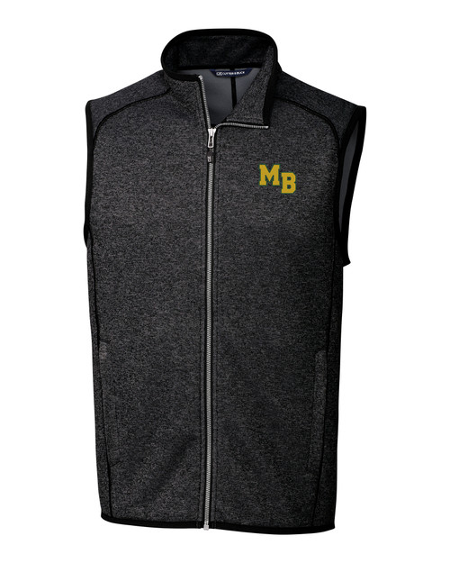 Mountain Brook High School Cutter & Buck Mainsail Sweater-Knit Mens Big & Tall Full Zip Vest Charcoal Heather Mannequin