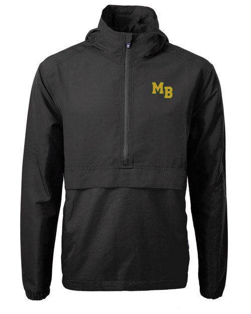 Mountain Brook High School Cutter & Buck Charter Recycled Packable Mens Half Zip Anorak Jacket Black Mannequin