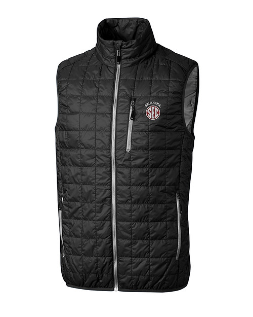 Oklahoma Sooners SEC Cutter & Buck Rainier PrimaLoft® Mens Big and Tall Eco Insulated Full Zip Puffer Vest BL_MANN_HG 